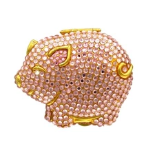 2001 Estee Lauder "Country Chic Pink Crystal Pig" Lucidity Powder Compact MIB