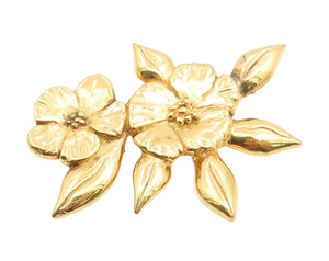 Authentic 925 Sterling Silver Vintage Brooch Gold Plated HAND & HAMMER Floral Pin BP12354
