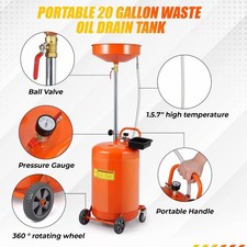 Garvee 20 Gal Oil Drain Tank Adjustable Funnel 38"-65" Air Operated With Wheels