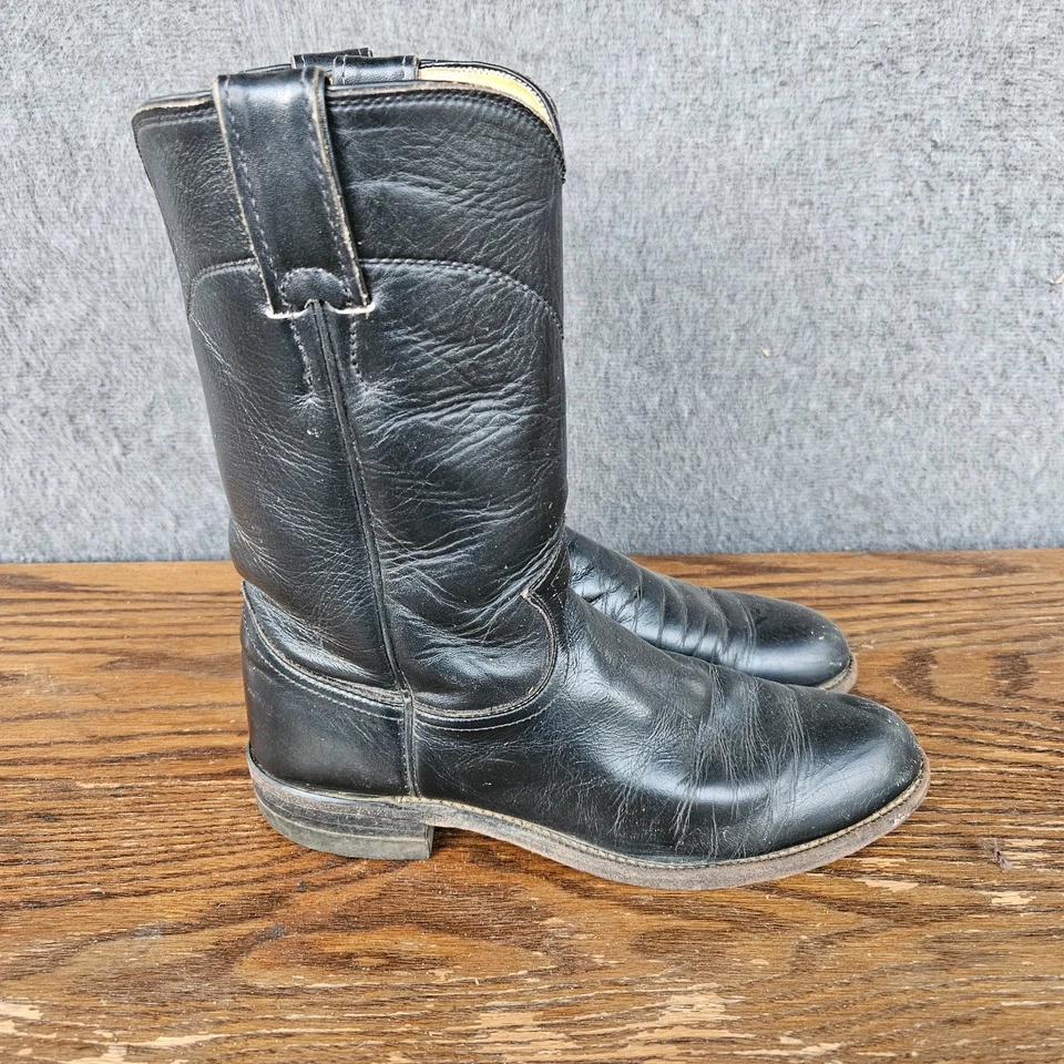 Botas Justin para mujer de cuero negro Roper Western Cowboy L3703 Ranch talla 7 B Foto 4 de 4