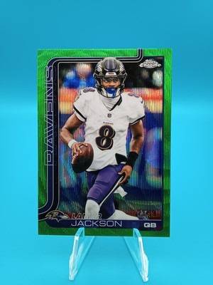 2025 Topps Chrome Lamar Jackson Green Refractor /99 Ravens 🔥