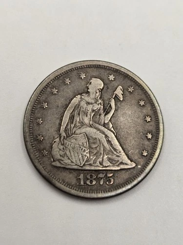 1875-S 20C SEATED LIBERTY SILVER TWENTY CENT PIECE  VF+ ☆985
