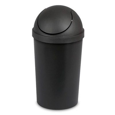 Swing Top Lid 3 Gallon Small Plastic Garbage Can Bathroom Trash Bin Black