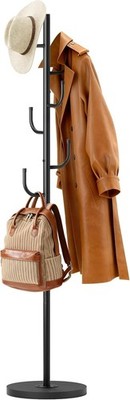 Coat Rack Freestanding, Wooden Coat Tree with Stable round Base, Vintage Heavy D