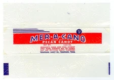 c1940s Mer-A-Cano Mexican Style 5c candy bar wrapper 1-1/4 oz - Texarkana Texas