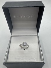 NWT VTG Sterling Silver Round Solitare Cubic Zirconia Primrose Ring Sz 7