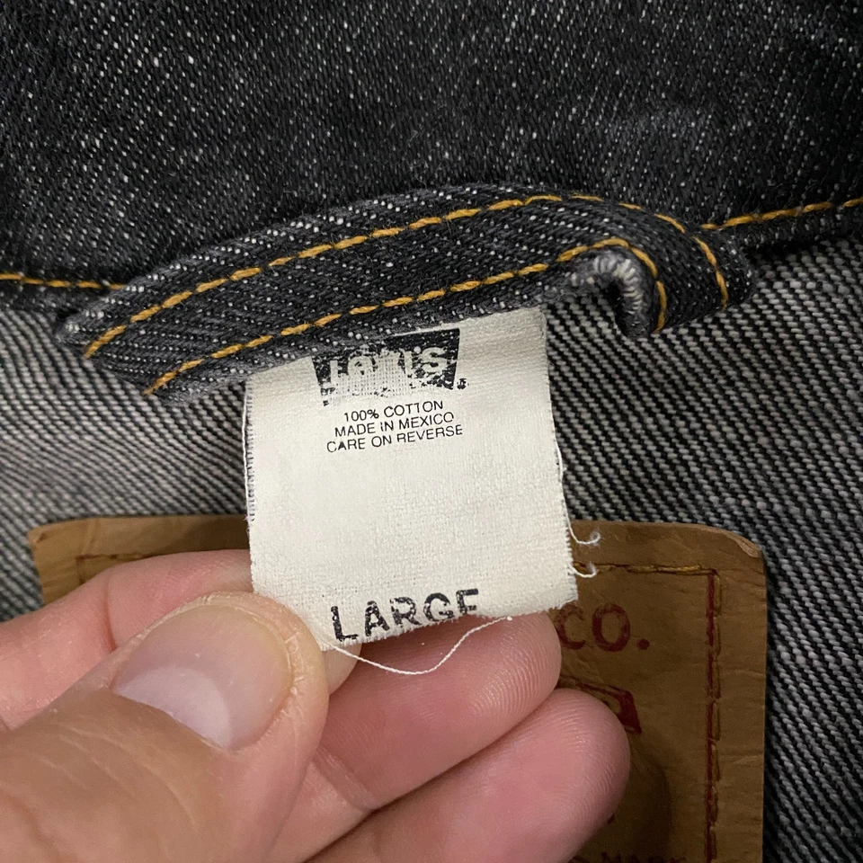 De Colección Levi's Denim Trucker Chaqueta Hombres Grande Negra Tipo III 70507-4878 Jean Red Tab Foto 4 de 4