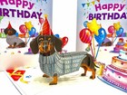 Origami Pop Cards Dachshund Sausage Dog Happy Birthday Handmade with Love