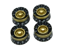4x Metric LP Black with Gold Custom Guitar Speed Dial Knobs Control Knobs for...