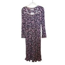Eileen West Tencel Modal Long Sleeve Ballet Nightgown Purple Floral Small NEW