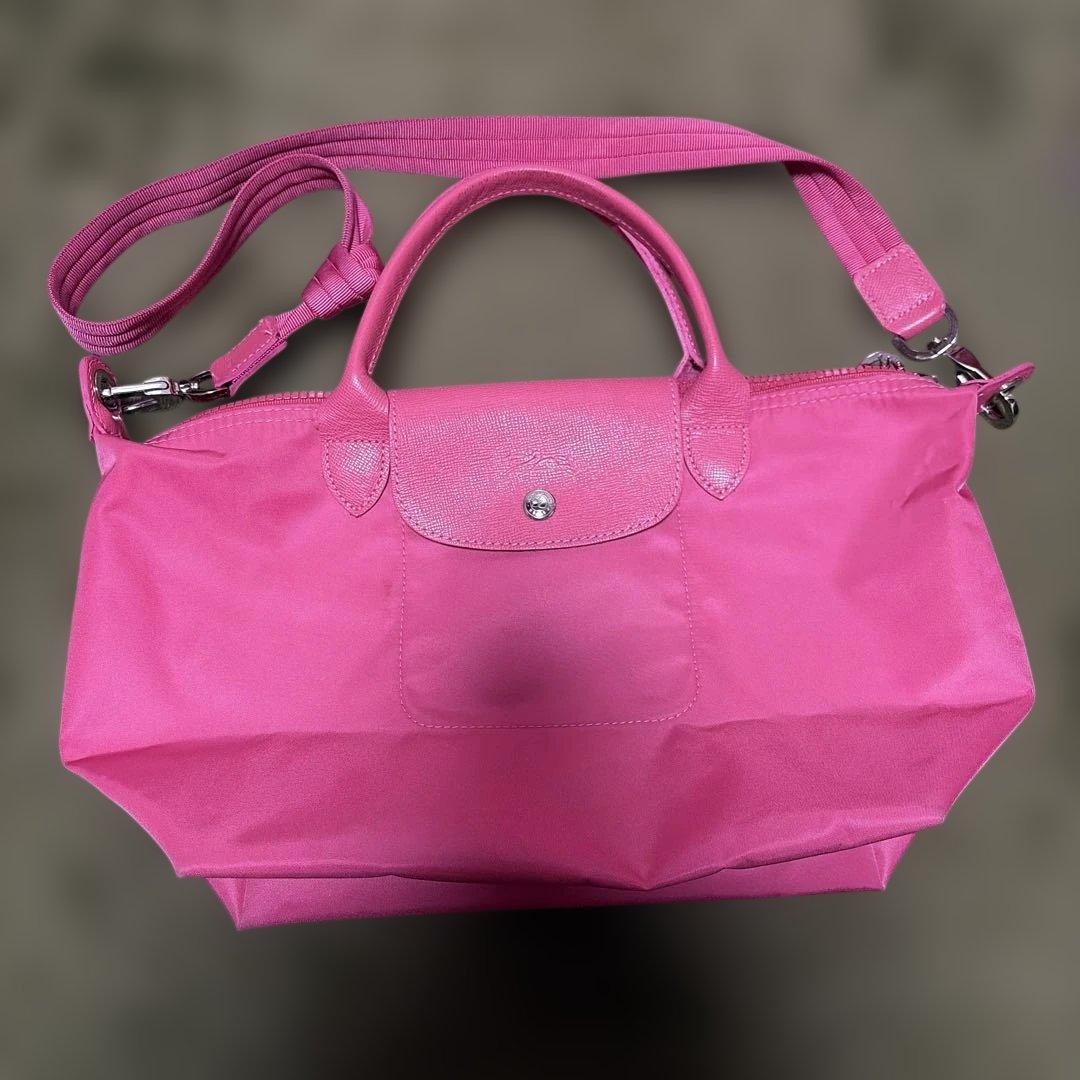 Longchamp Hand Shoulder Bag Tote Purse 2way Le Pliage Pink Authentic