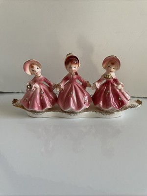 RARE Vintage Enesco 3 Golden Girls Set - Bell, Salt & Pepper Shakers on Tray