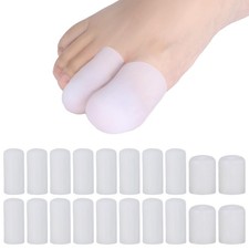 20Pcs Gel Toe Protectors - Durable Silicone Caps, M  L, White