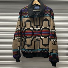 Pendleton Men's Large Wool Aztec Brown Jacket Vintage High-Grade Western Wear