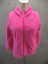 Columbia Size XL 18/20 Girls Pink Fleece Hooded Full Zip Activewear Jacket 732