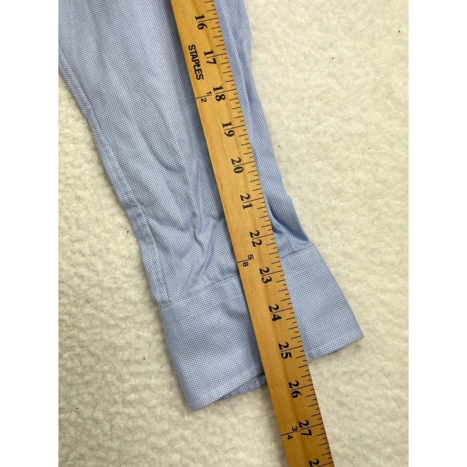 Camisa de vestir azul David Donahue para hombre 16,5 34/35 ajuste manga larga abotonada Foto 4 de 4