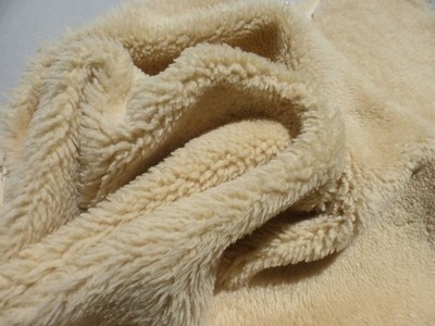 Sheepskin shearling leather hide Cream Thick Plush Fluffy Hair w/Smooth back