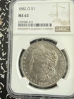 1882 Morgan Dollar $1 Silver NGC MS 63 New Orleans KM#110 6799580-015