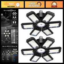 2 Pack 200W LED Garage Lights, 20000LM Deformable Ceiling Shop Light, E26/E27 So