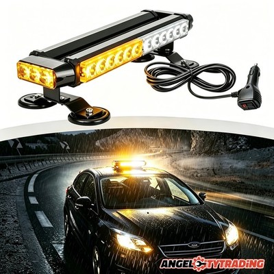 14.5'' Magnetic Strobe Light Bar LED Double Side Emergency Warning Amber White
