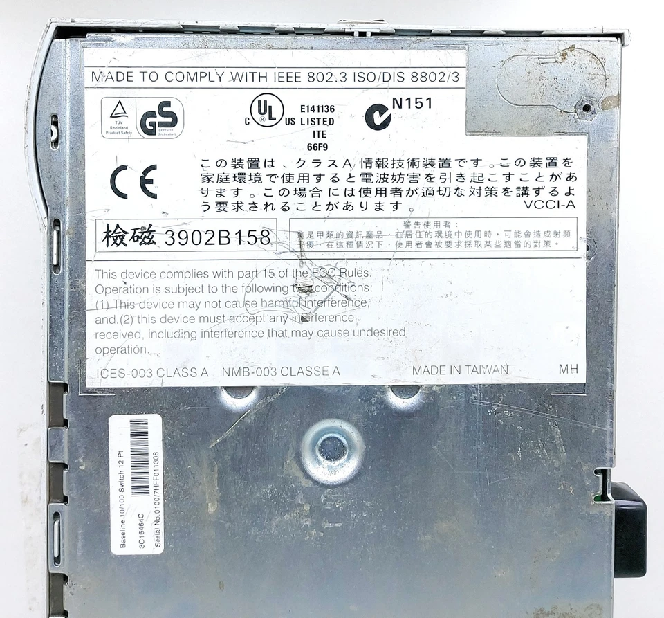 3COM 3C16454C Superstack 3 Baseline 12 Porta Switch Di Rete Bianco - Imagen 2 de 4