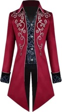 Men's Mehroon 2-Piece Suit Floral Embroidered Western Wedding Prom Slim