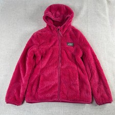 Eddie Bauer Girls Small 7/8 Pink Fleece Sherpa Hoodie 100 Polyester Zip Up