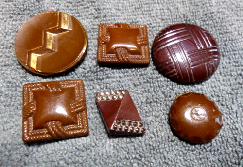 56 Vintage Antique Glass Buttons Various Brown Colors Shapes Sizes - Picture 7 of 13