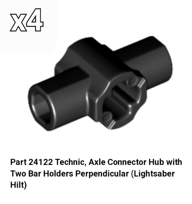 パーツ GGG NEW LEGO (x4) Black Technic, Axle Connector Hub w/ Two Bar Holders