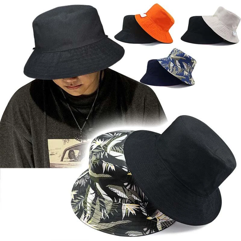 Bucket Sun Hat Double-Side-Wear Fisherman Cap Beach Hats for L/XL Size Big  Head