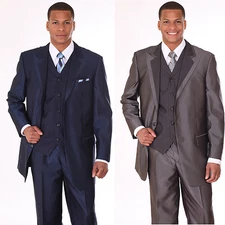 Men's super wool feel Jacket with Fancy Vest 3 button,Pants by Milano Moda 5907V