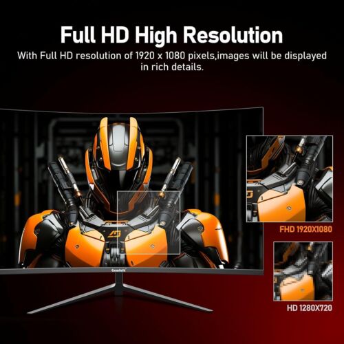 Gawfolk Curved Monitor 27 Inch 100Hz, PC Screen with Speaker 1080P, 1800R Comput - Picture 4 of 7