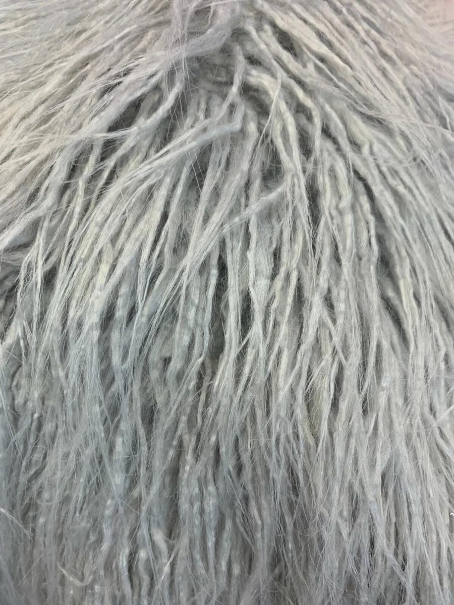 Yeti Mongolian Long Pile Animal Faux Fur Fabric By The Yard - Gray