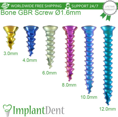 5x selbstschneidende GBR Schraube 1,6 mm für Membranfixierung Titan Dental Befestigung
