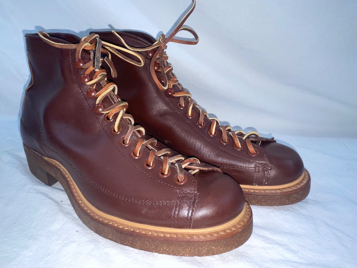 VTG 60S 7.5 ENDICOTT JOHNSON RANGER LEATHER LACE TO TOE MONKEY