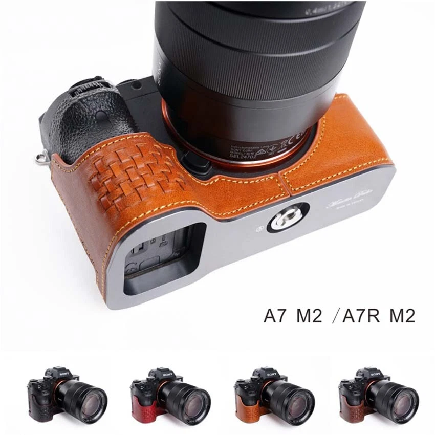 Medio estuche de cuero genuino hecho a mano para cámara para Sony A7ii A7Rii A7R2 Foto 4 de 4