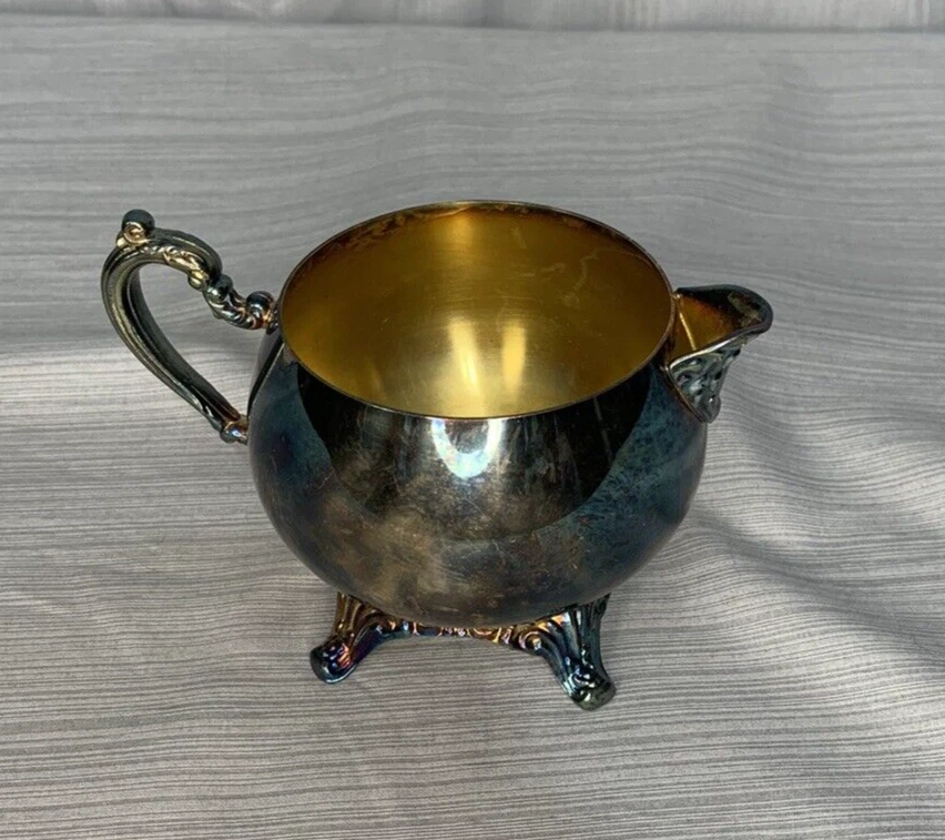 Crema con patas enchapada en plata ONEIDA, estilo victoriano Foto 3 de 4