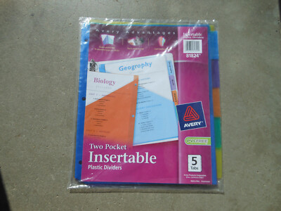 AVERY 81824 5 COUNT TWO POCKET INSERTIBLE PLASTIC  DIVIDERS