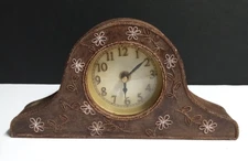 Jewel Adorned Resin Quartz Decorative Mantel Desk Table 10"w Clock *Works*