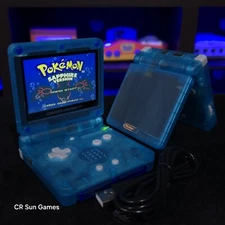 Clear Blue Nintendo Game Boy Advance GBA SP IPS Screen Adjustable Brightness