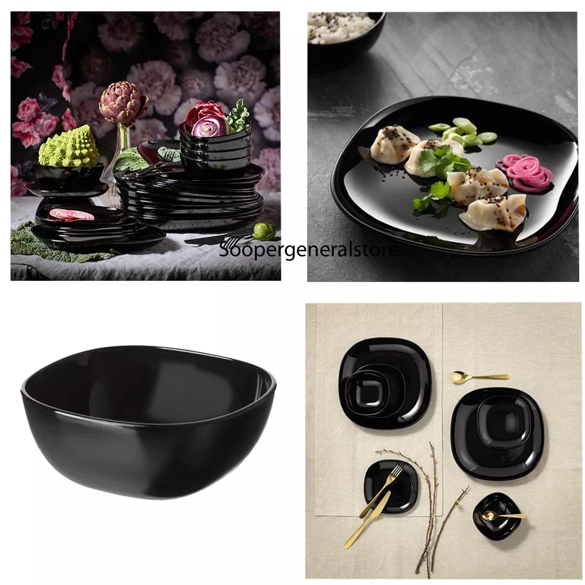 Black square top dinnerware sets