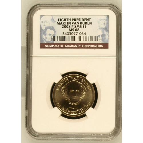 NGC 2008 P MS68 SMS Martin Van Buren Eighth President $1