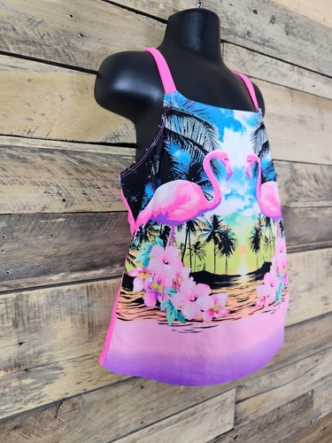 OP Swim Top Pink Flamingo Size Large 10-12 Girls Chest 25" Length 17" - Picture 2 of 5