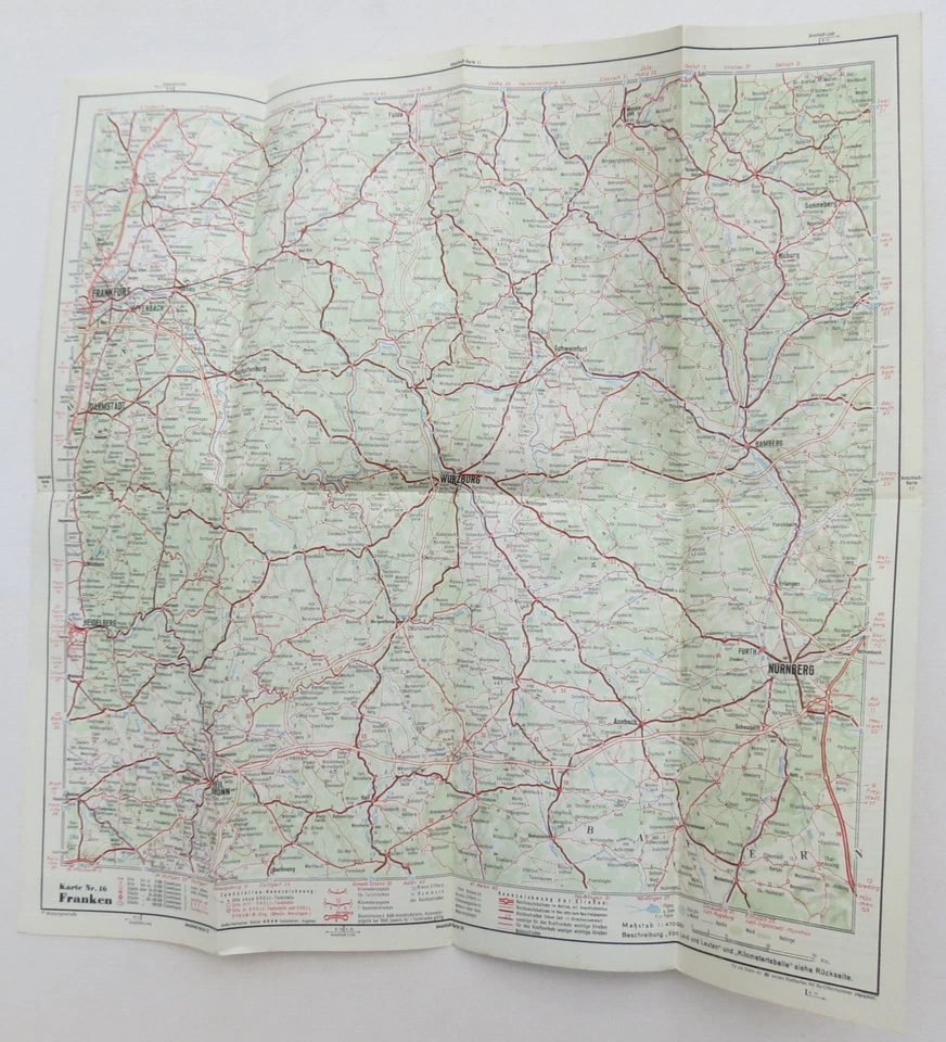 sehr gepflegte "Franken" Shell Reise Dienst Straßenkarte Nr. 16 - Bild 4 von 4