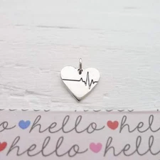 Heartbeat Charm Sterling Silver Heart Beat Pendant Jewelry 925