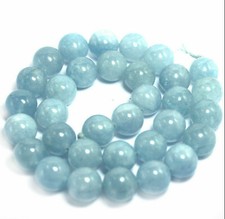 Genuine 8mm Natural Aquamarine Round Gemstone Loose Beads 15" Strand AAA