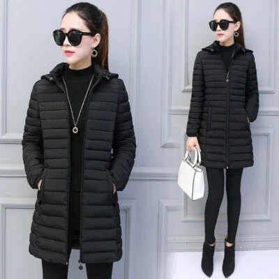 Femme Doudoune Manteau Veste Capuche Rembourré Édredon Léger Parka Pull - Photo 1/4