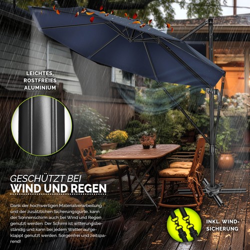 Parasol tillvex® 330 cm parasol parasol parasol de jardin parasol de marché balcon en aluminium NEUF - Photo 22/63
