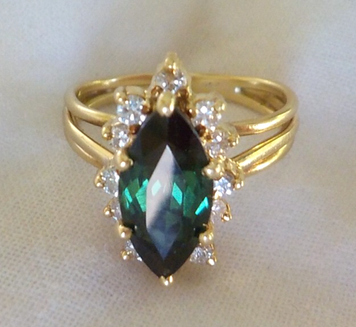 18K Yellow Gold Chrome Green Tourmaline Diamond Ring - 4.53 gm, Sz 5.25, 1.62 ct - Picture 12 of 12