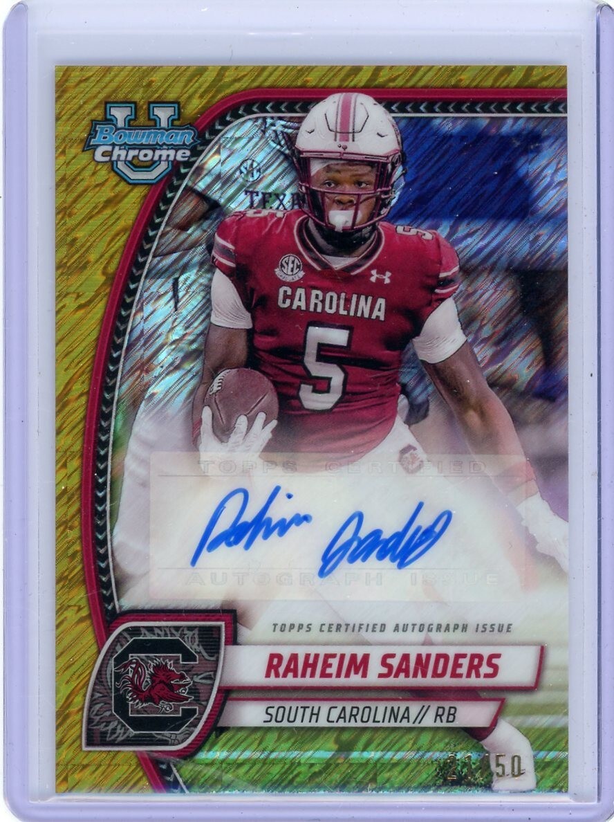 Raheim Sanders 2024 Bowman Chrome U Gold Shimmer Auto 21/50